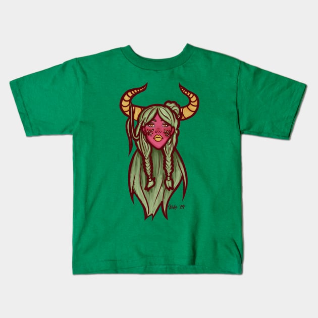 Horned Woman Kids T-Shirt by kokodiablo